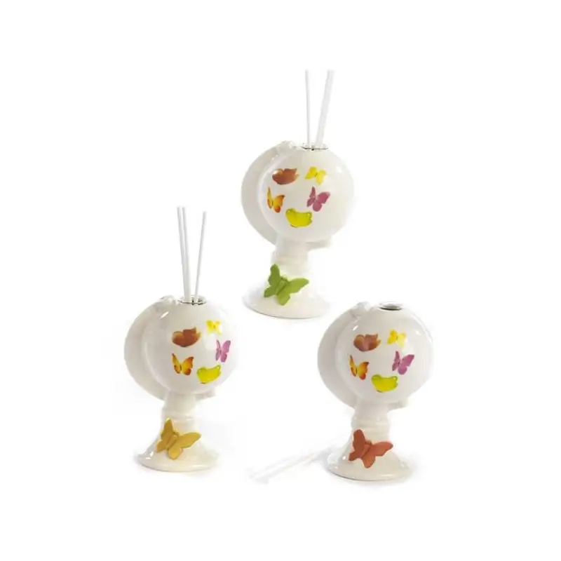 DIFFOND. MAPPAMONDO DEC. FARFALLE 13.5 CM. 3 AS. PORC. G.BOX