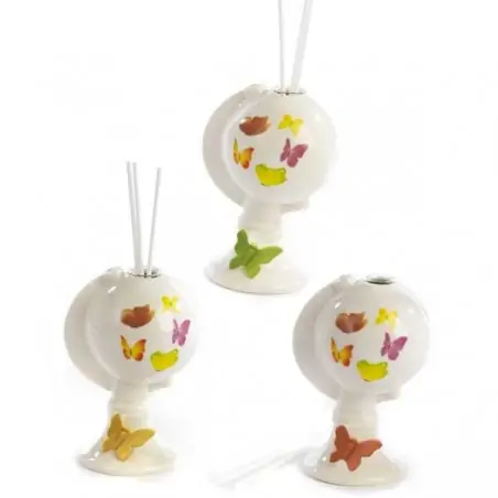 DIFFOND. MAPPAMONDO DEC. FARFALLE 13.5 CM. 3 AS. PORC. G.BOX