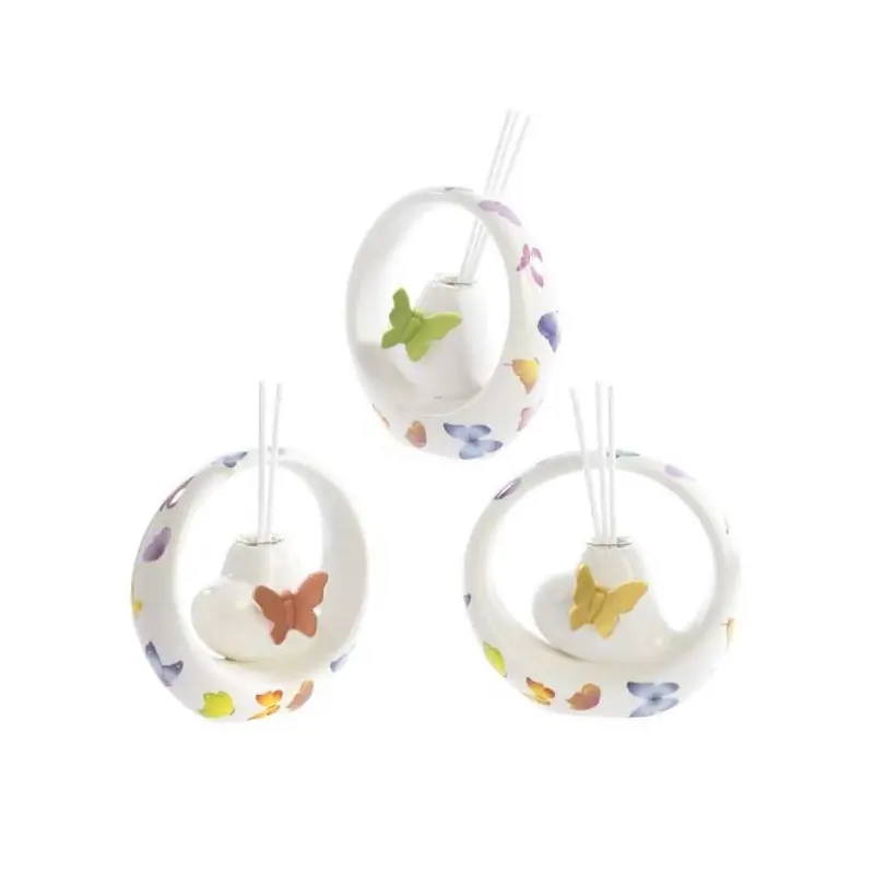 DIFFOND. CUORE - CERCHIO DEC. FARFALLE 12.5 CM. 3 AS. PORC. G.BOX