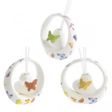 DIFFOND. CUORE - CERCHIO DEC. FARFALLE 12.5 CM. 3 AS. 