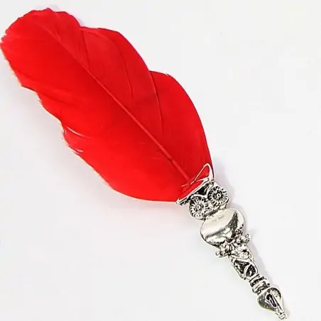 Gufetto metallo con piuma cm.16