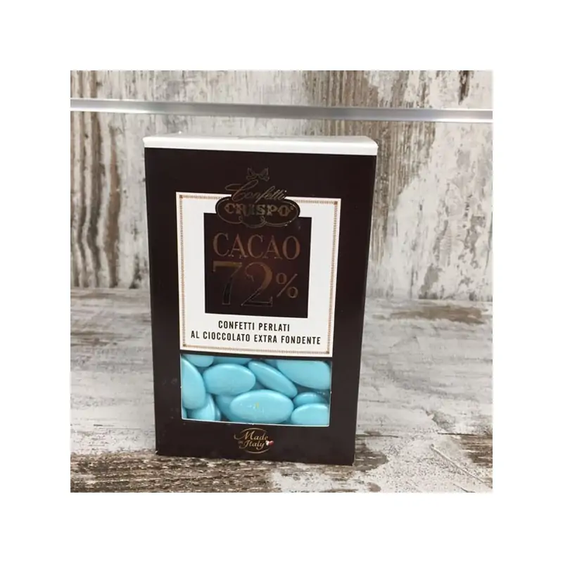 CONFETTI PERLATI AZZURRI CRISPO CIOCCOLATO FONDENTE