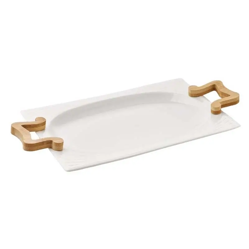 VASSOIO C/MANICI LEGNO L.28.5x18CM