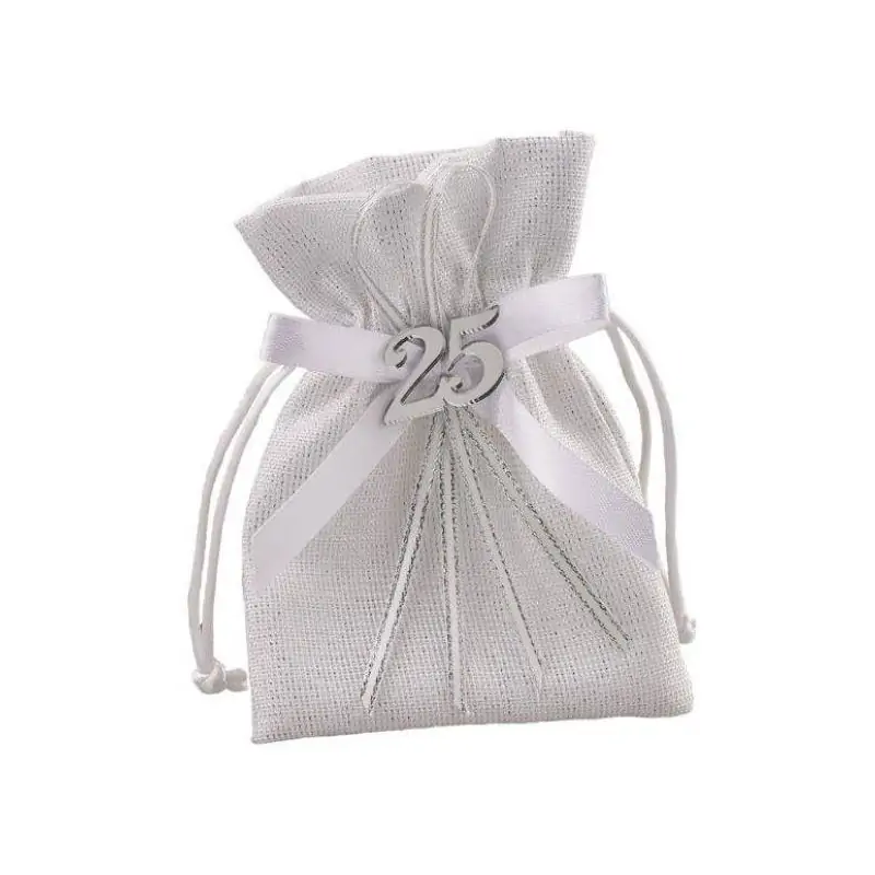 SACCHETTINO BRILLE CON APPLICAZIONE 25° SILVER 10X13 CM