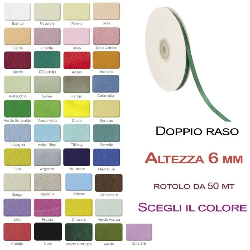 Nastro doppio raso 6mmx50mt