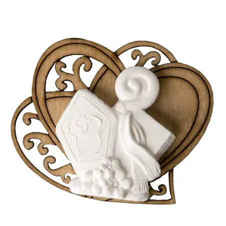 GESSETTI CRESIMA E CUORE LEGNO CM 5,5