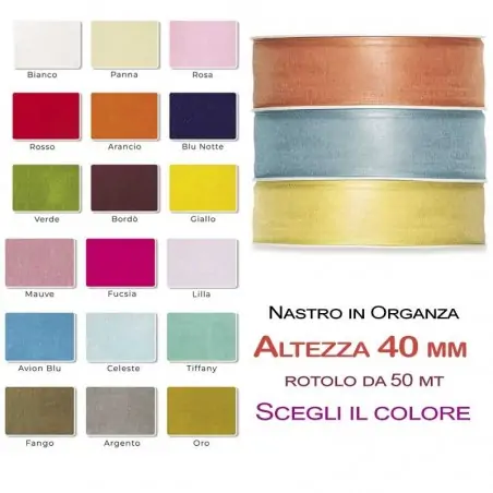 Organza nastro 40mmx50mt