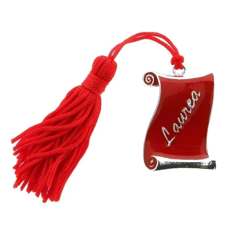 Bomboniera Ciondolo Laurea Pergamena rosso