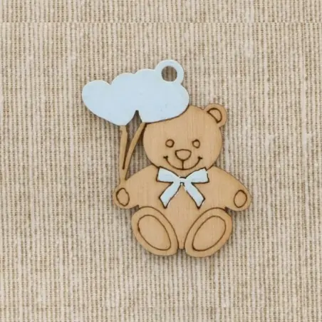 Applicazione bomboniera orsetto con cuoricini celeste (12pz)