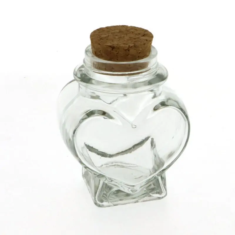Barattolino Portaconfetti Cuore in vetro con tappo in sughero