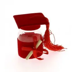 Bomboniera Laurea Segnaposto Barattolo Tocco Rosso