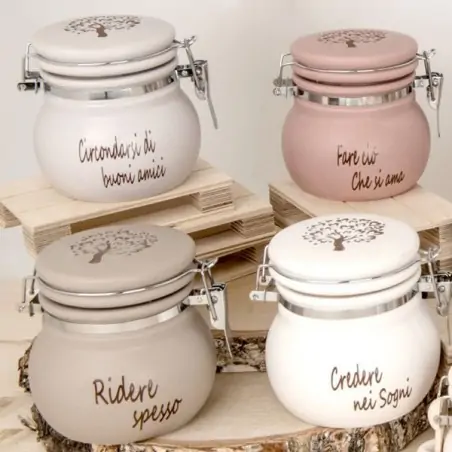 Barattoli ermetici albero della vita con frase decorativa