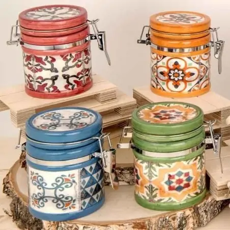 BARATTOLI CUCINA COLORATI CON MAIOLICA IDEE BOMBONIERE
