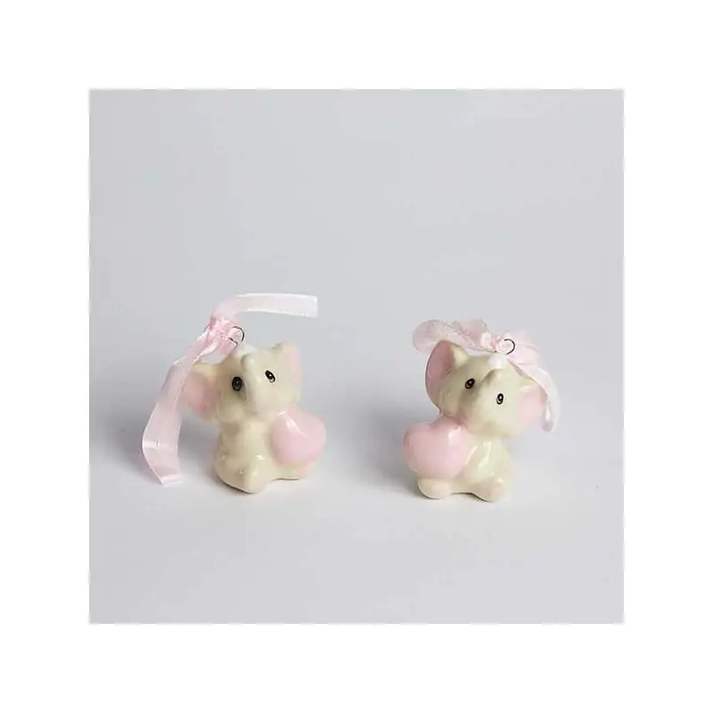 ELEFANTI CERAMICA STATUETTE ROSA PER FEMMINUCCIA