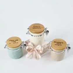 BARATTOLI CERAMICA ERMETICI CON MESSAGGIO IDEE BOMBONIERE