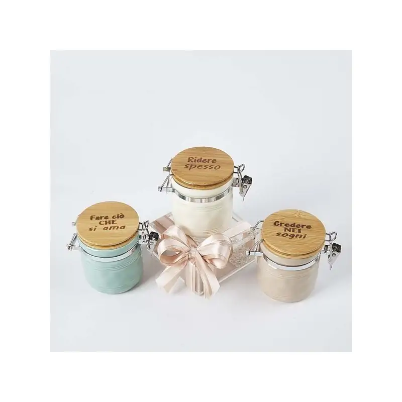 BARATTOLI CERAMICA ERMETICI CON MESSAGGIO IDEE BOMBONIERE