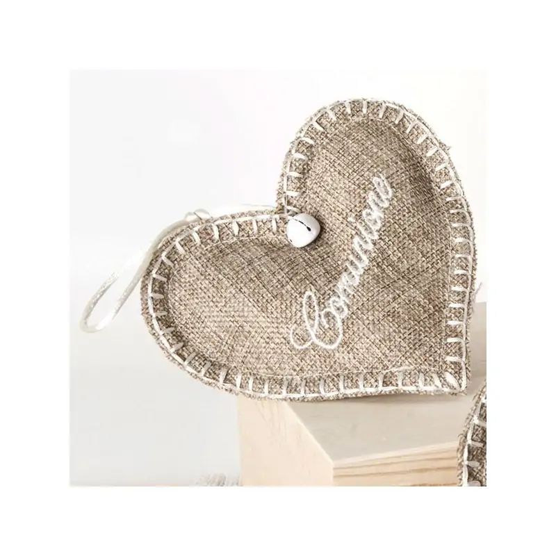 SACCHETTI BOMBONIERE COMUNIONE CUORE PORTACONFETTI JUTA