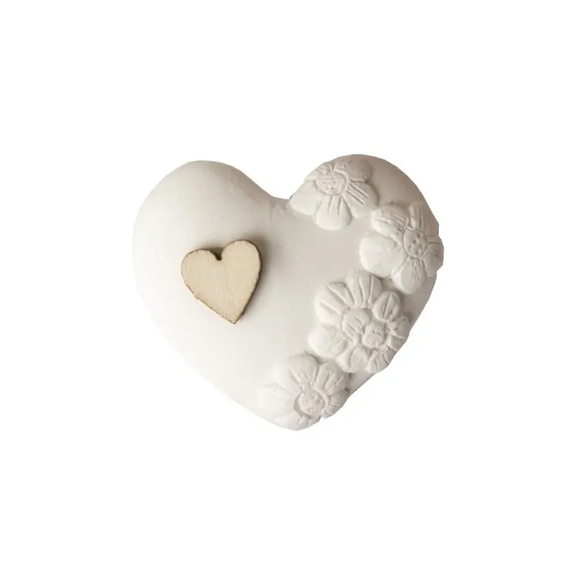 SEGNAPOSTO CUORE GESSO E LEGNO BOMBONIERE MATRIMONIO