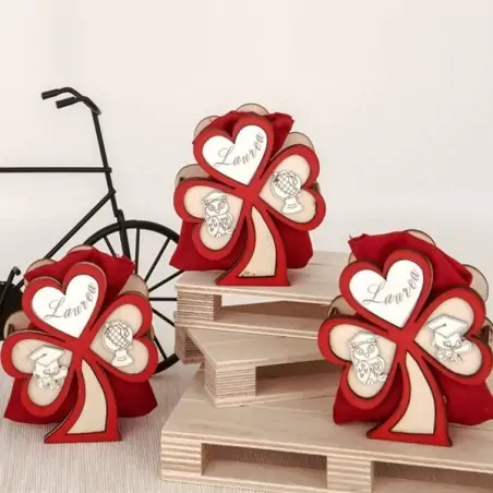 PORTACONFETTI LAUREA IN LEGNO