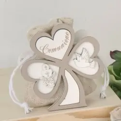 TRIFOGLIO CON SACCHETTO COMUNIONE PORTACONFETTI ORIGINALI