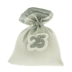 SACCHETTI BOMBONIERE NOZZE D'ARGENTO CON APPLICAZIONE 25
