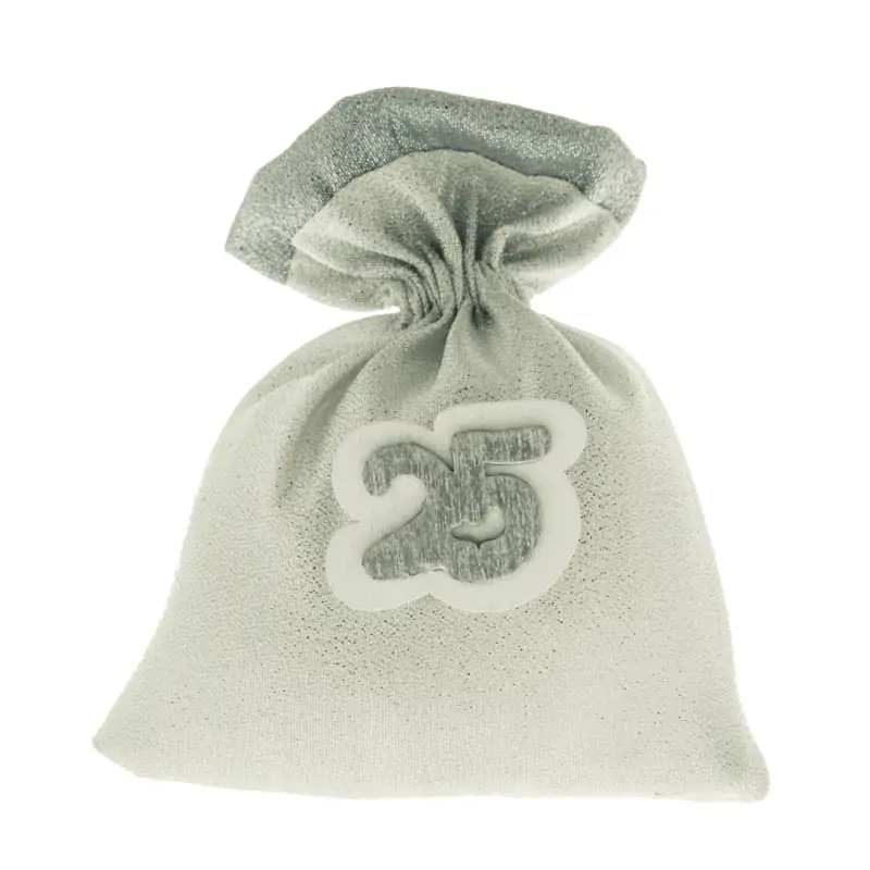 SACCHETTI BOMBONIERE NOZZE D'ARGENTO CON APPLICAZIONE 25