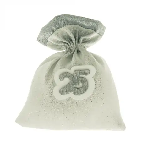 SACCHETTI BOMBONIERE NOZZE D'ARGENTO CON APPLICAZIONE 25