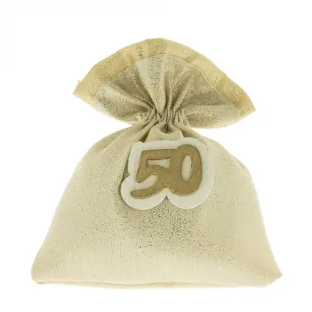 SACCHETTI CONFETTI NOZZE D'ORO CON NUMERO 50