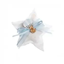 SACCHETTI NASCITA BIMBO A STELLA CON APPLICAZIONE MONGOLFIERA E