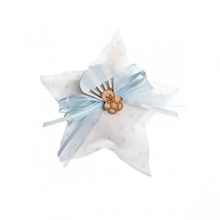 SACCHETTI NASCITA BIMBO A STELLA CON APPLICAZIONE MONGOLFIERA E