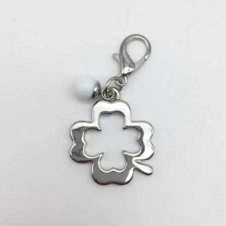 CIONDOLO QUADRIFOGLIO PORTAFORTUNA PER BIJOUX E BOMBONIERE