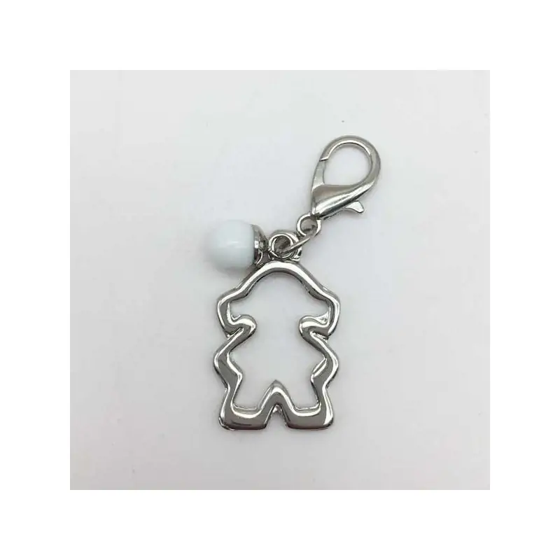 CIONDOLO BIMBA IN METALLO CON PERLA BIANCA