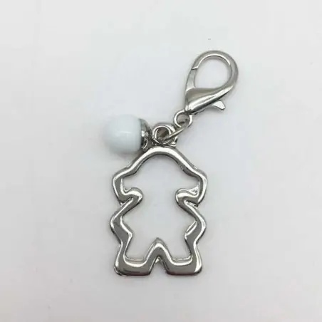 CIONDOLO BIMBA IN METALLO CON PERLA BIANCA