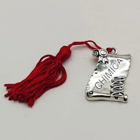 Bomboniere laurea chimica targhetta pergamena in metallo