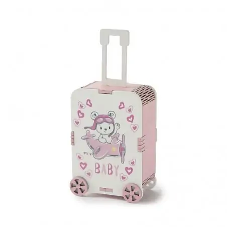 Scatolina Portaconfetti a Forma di Valigia Trolley Nascita Bimba