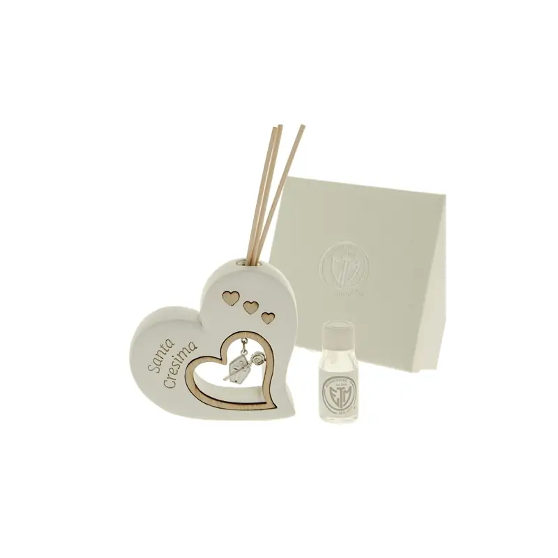 Bomboniera Diffusore Profumo Simbolo Cresima e Cuore