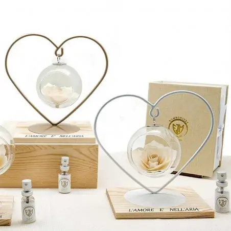 Diffusore con Fiore Bomboniere a Forma di Cuore