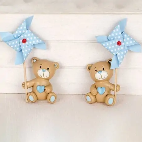 Magneti Bomboniere Orsacchiotti con Girandola Nascita Maschietto