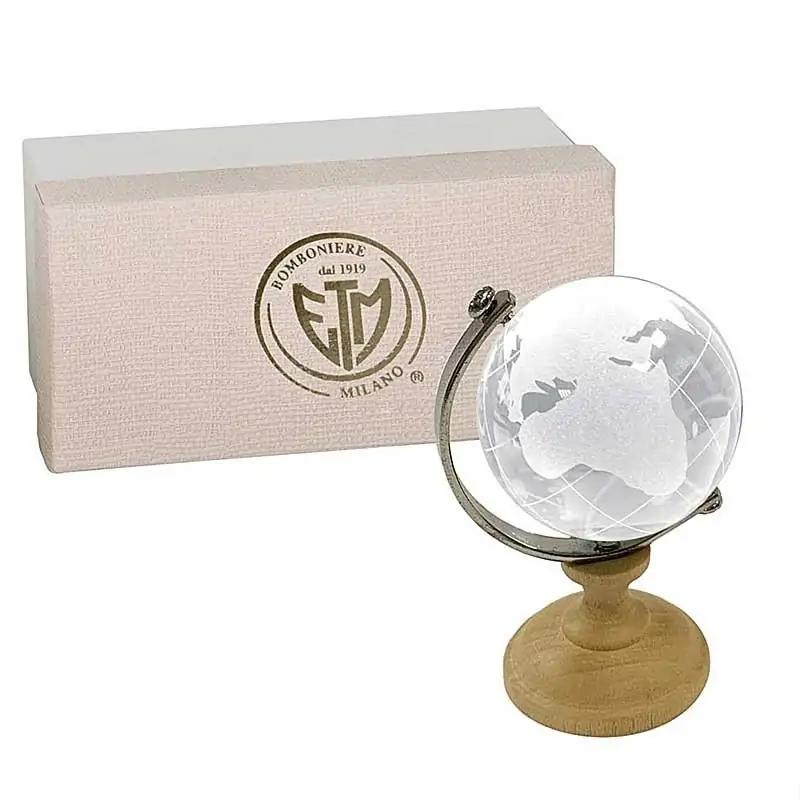 Mappamondo di Vetro e Legno Bomboniere Matrimonio Tema Viaggio