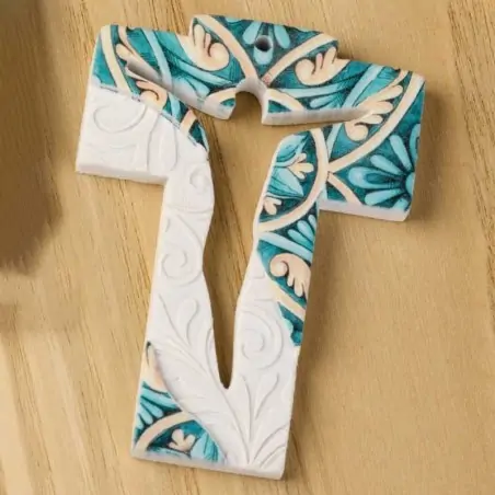 Tau Bomboniere Crocifisso Stilizzato Decoro Maioliche