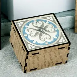 Scatola Legno Bomboniere Decoro Maiolica Matrimonio Tema