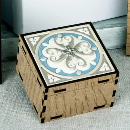Scatola Legno Bomboniere Decoro Maiolica Matrimonio Tema