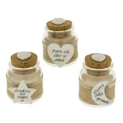 Barattoli Vetro Tappo Sughero con Gessetto Cuore Segnaposto