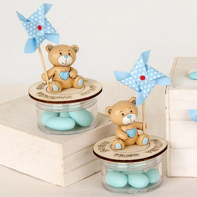 Bomboniere Battesimo Orsetto con Girandola Celeste e Scatola