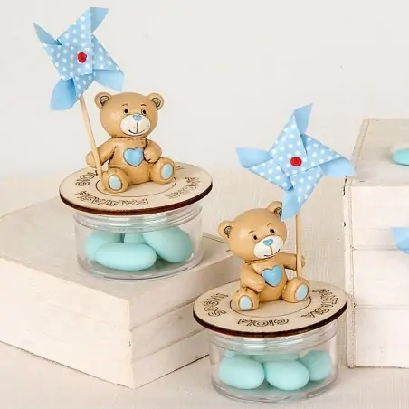 Bomboniere Battesimo Orsetto con Girandola Celeste e Scatola