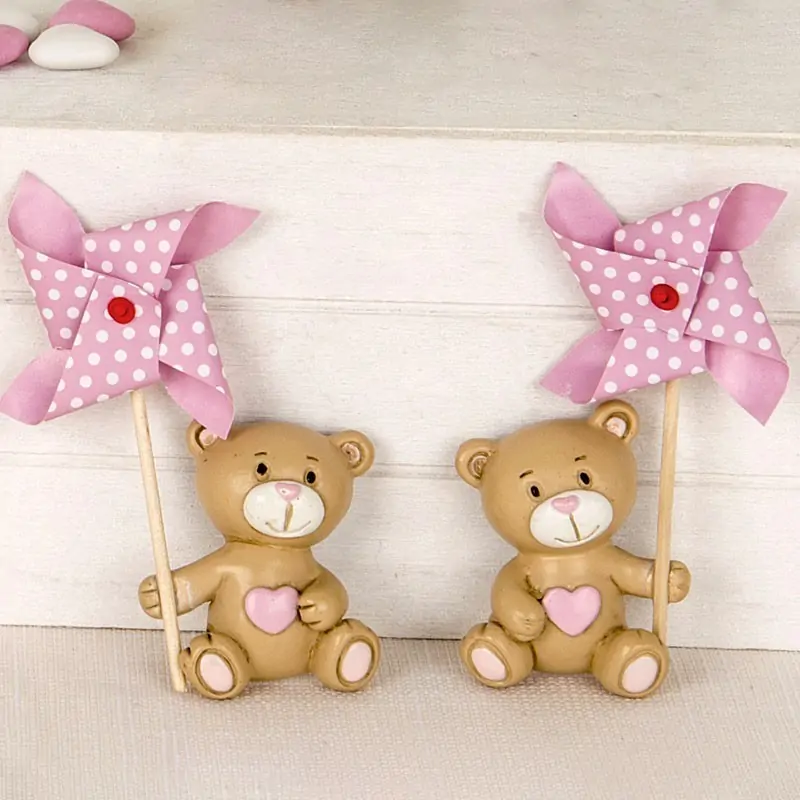 Calamite Orsetto Battesimo con Girandola Bomboniere Femminuccia