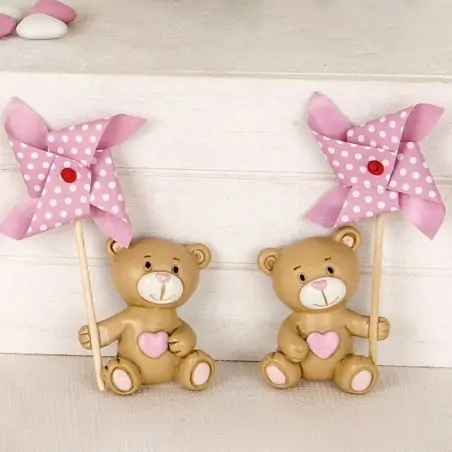 Calamite Orsetto Battesimo con Girandola Bomboniere Femminuccia