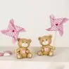 Orsetto Bomboniera con Girandola Rosa Idee Battesimo Bimba