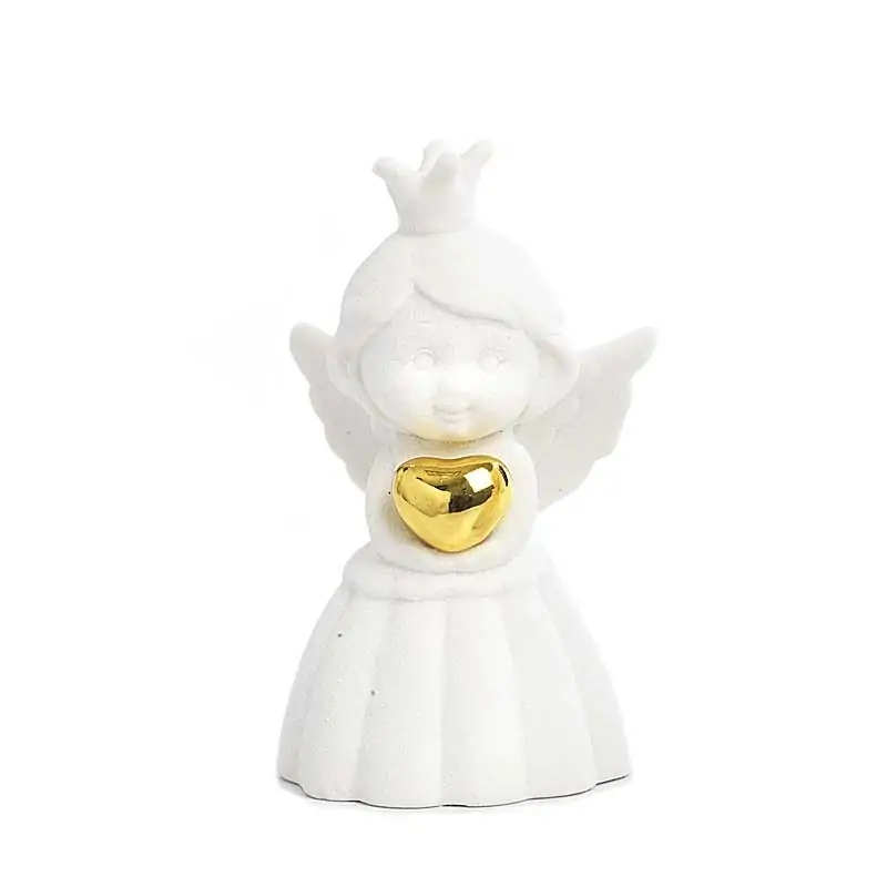 Bomboniere Angioletto Porcellana Bianca con Corona e Cuore