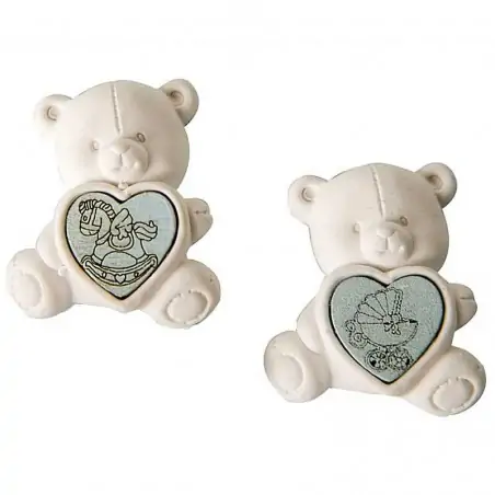 Gessetti Orsetto con Cuore Bomboniere Nascita Bimbo